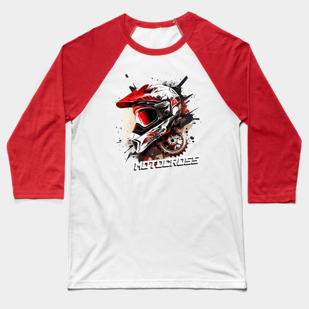 Motocross Dirt Bike Rider Baseball T-Shirt by Etopix